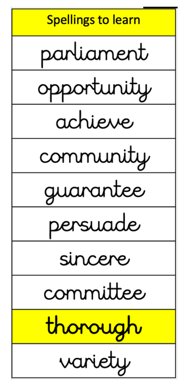 WK1 + 2 Spellings